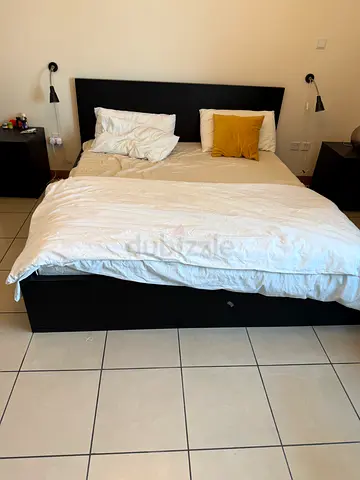 IKEA King Bed Set w storage, Mattress, 2 STs ,6DrawerSet,3DrawerSet, Mirror, Storage Rack,Mini Bar