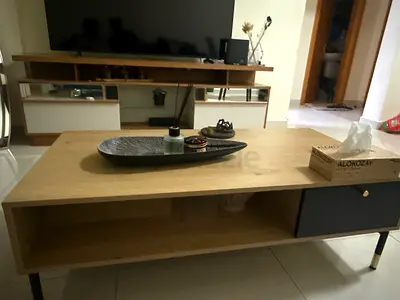 Wooden TV Console / Coffee Table with Storage - Light Oak