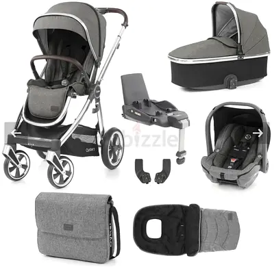 Complete 3-in-1 Travel System Stroller with Infant Car Seat, Bassinet and Accessories - Grey