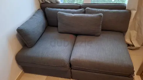 Grey Two-Seater Sofa Bed with Matching Pillows and mattress topper