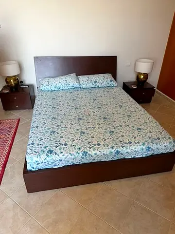 Queen size bed with 2 side tables