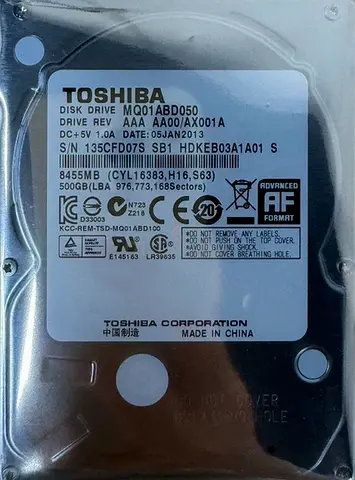 Brand NEW - 500 GB Hard disk 2.5 HDD TOSHIBA AAA (Sealed Box)