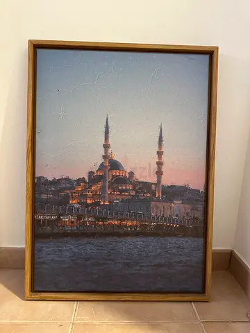 Framed Istanbul Mosque Print — Wooden Frame, Large Wall Art