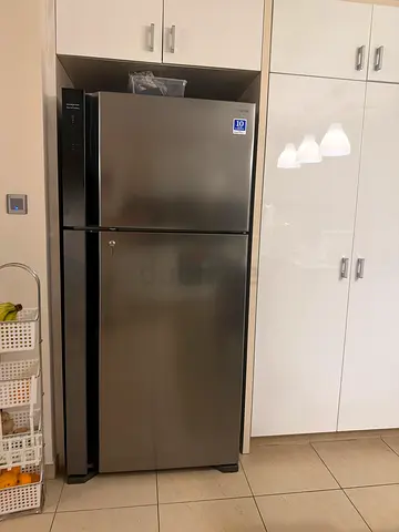 Large stainless steel double-door refrigerator