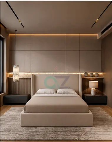 ModernPlatform Bed with Headboard