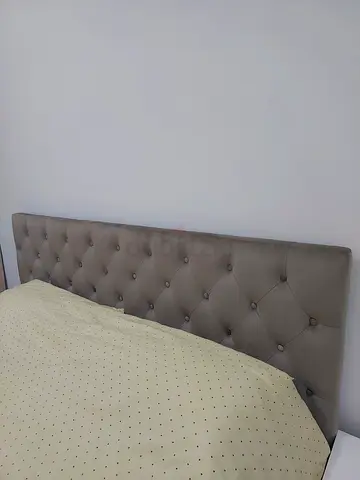 Upholstered Tufted Headboard - Grey Velvet, King Bed and King size mattress