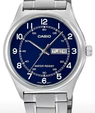 Casio Stainless Steel Analog Watch with Day-Date - Blue Dial