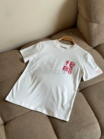 Hermes White Graphic Tee with Small Red Icons - T-Shirts