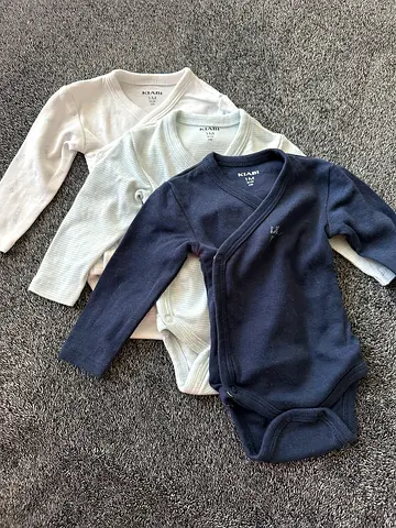 Set of 3 long-sleeve baby bodysuits (newborn/0-3 months) - neutral colors