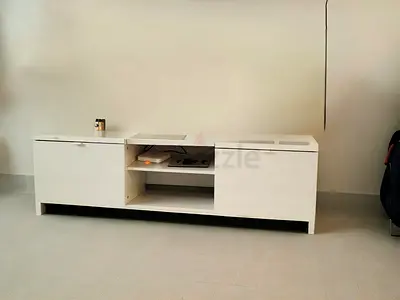 White low TV entertainment unit with storage