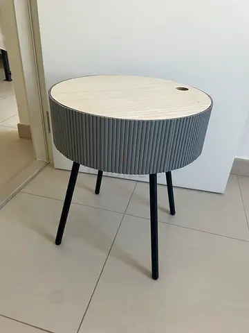 2 x round side / bedside table / nightstand with storage