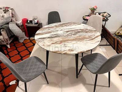 Pan Home Marble Dining Table with 4 chairs as good as new