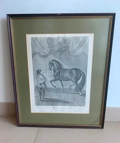 Framed Engraving of Horse and Jockey