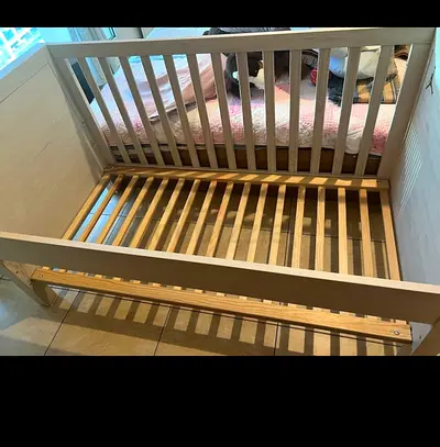 Wooden Baby Crib / Toddler Bed - Solid Slatted Frame