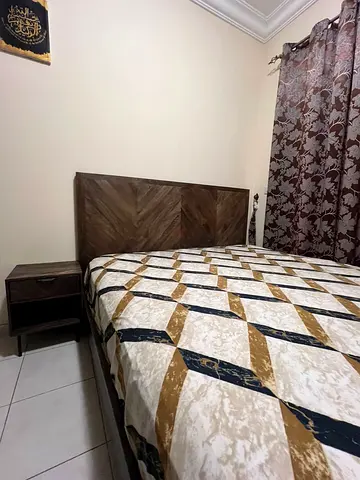 Wooden Bed Frame with Matching Nightstand - Good Condition