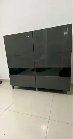 Modern Glossy Grey Storage Cabinet