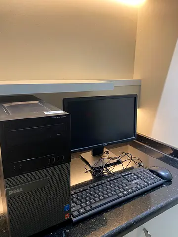 Dell desktop tower with monitor, keyboard and mouse - used