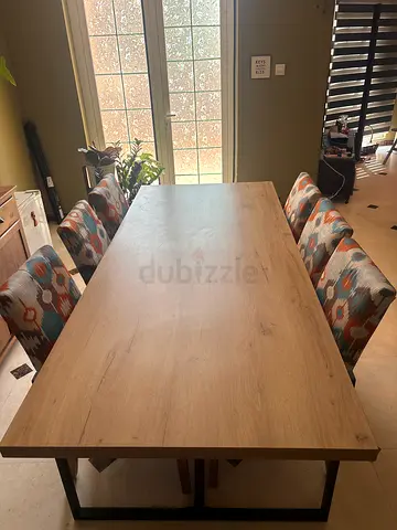 Modern Wooden Dining Table with Metal Legs