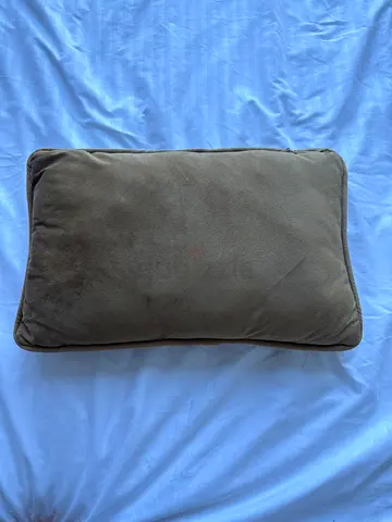 Used rectangular suede-like decorative cushion pillow - olive brown