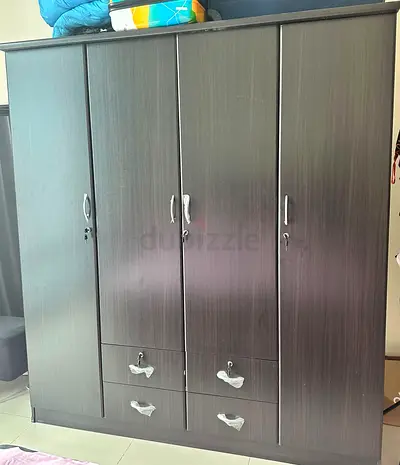4-Door Wooden Wardrobe with Drawers and Locks