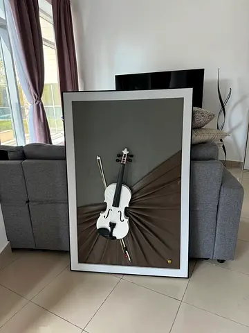 3D Wall Art with White Violin — Framed Decorative Piece