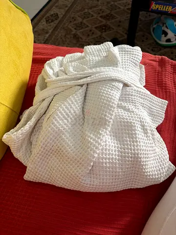 White waffle-texture bathrobe, gently used