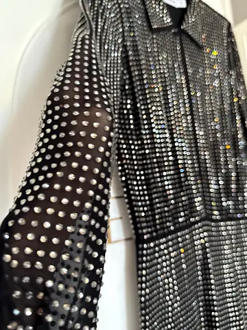 SELF- PORTRAIT Rhinestone Mesh Long Sleeve Maxi Dress. Very chic dress. Premium luxury brand