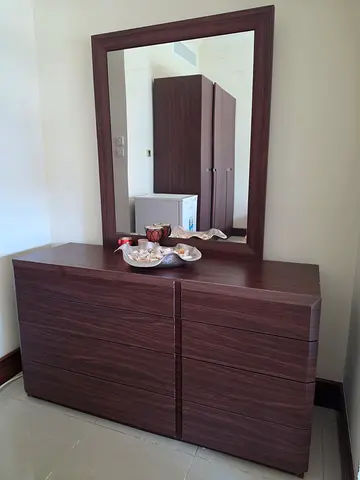 Dark Wood Dresser with Large Mirror