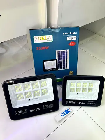 Pokla Solar LED Flood Lights 2500W  1500W with Remote (Set)