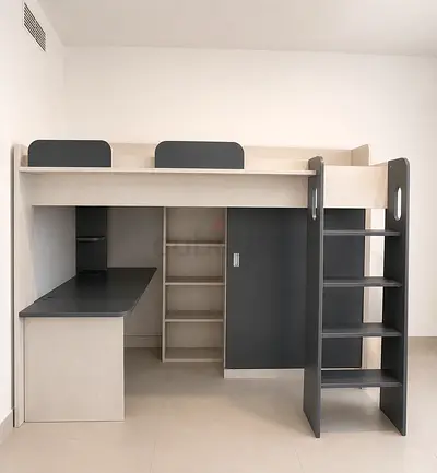 Kids bed loft with desk and wardrobe