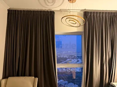 Full-length grey blackout curtains (pair) - like new