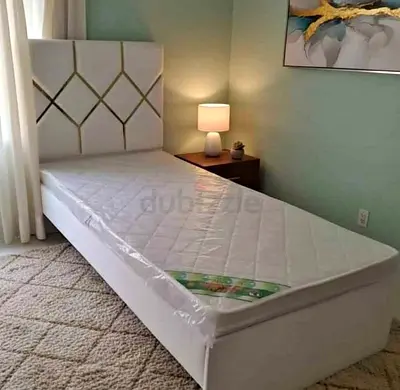 Single Bed Frame with Headboard and Mattress - White