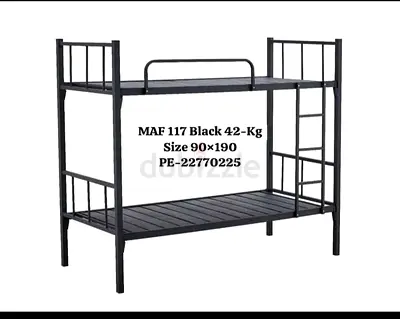 Sturdy Black Metal Bunk Bed - Twin Size (90x190 cm)