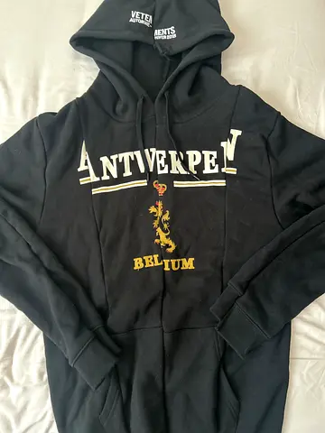 Black Antwerp Belgium Vetements Hoodie, Size Small (PRICE NEGOTIABLE)
