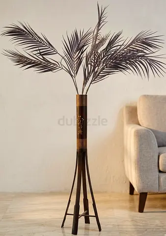 Decorative Floor Vase Stand with Palm Accent