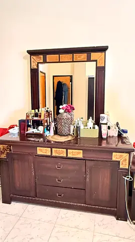 Solid Wood Dresser with Mirror - Rustic Dark Finish