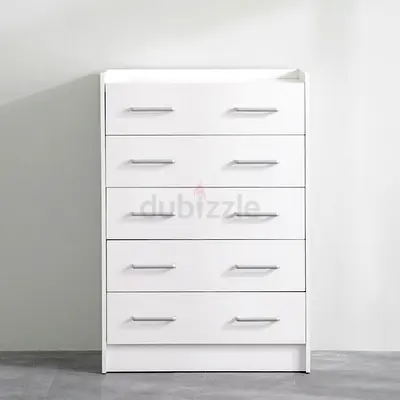 Modern White 5-Drawer Chest of Drawers