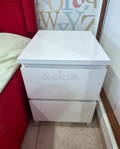 IKEA MALM White Bedside Table - 2 Drawer Nightstand