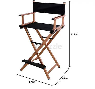 2X Wooden Directors Chair with Armrests and Footrest - Foldable Makeup/Bar Stool