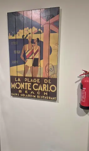 Vintage-style Monte Carlo Beach Wooden Wall Art