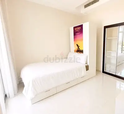White Double Bed with Storage Drawers and Built-in Headboard Cabinet