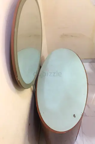 Modern Wooden Dresser with Oval Mirror