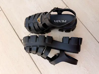 Black Prada Jelly Sandals, Size 38 - perfect Condition