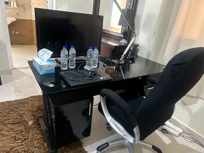Black Office Desk with Side Cabinet