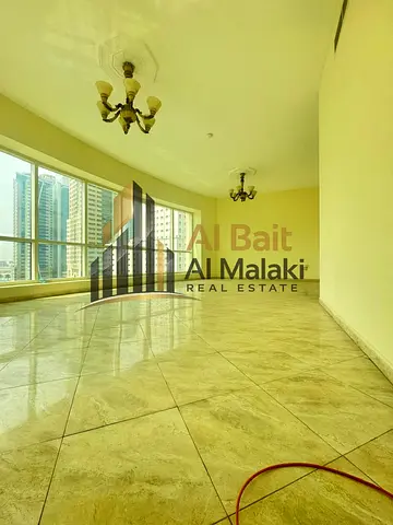 Modern two-bedroom apartment with one master bedroom and a spacious living room. It includes three bathrooms, free central air conditioning, a storage