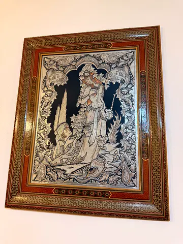 Handcrafted Inlaid Wood  Mother-of-Pearl antique Wall Panel