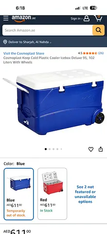 Large Wheeled Ice Cooler Box - 95L Portable Cooler with Wheels and Handle