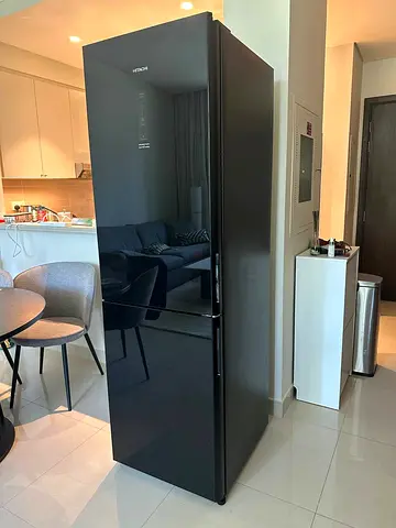 Black Hitachi Frost-Free Refrigerator - Good Condition