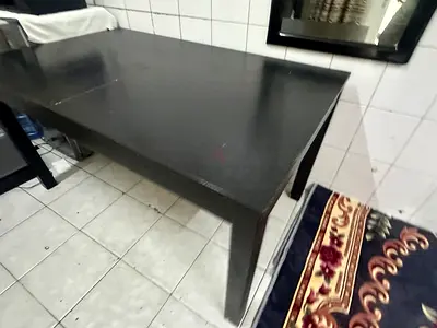 Black Wooden Dining Table - 6 Seater, Good Condition