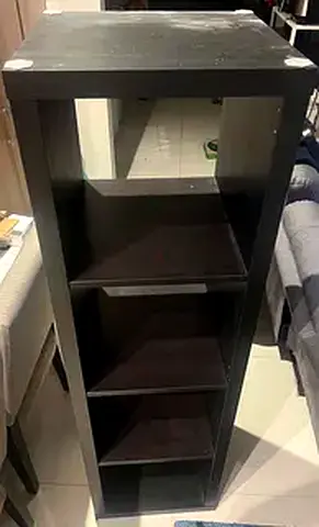 Black Wooden 4-Tier Shelf Unit